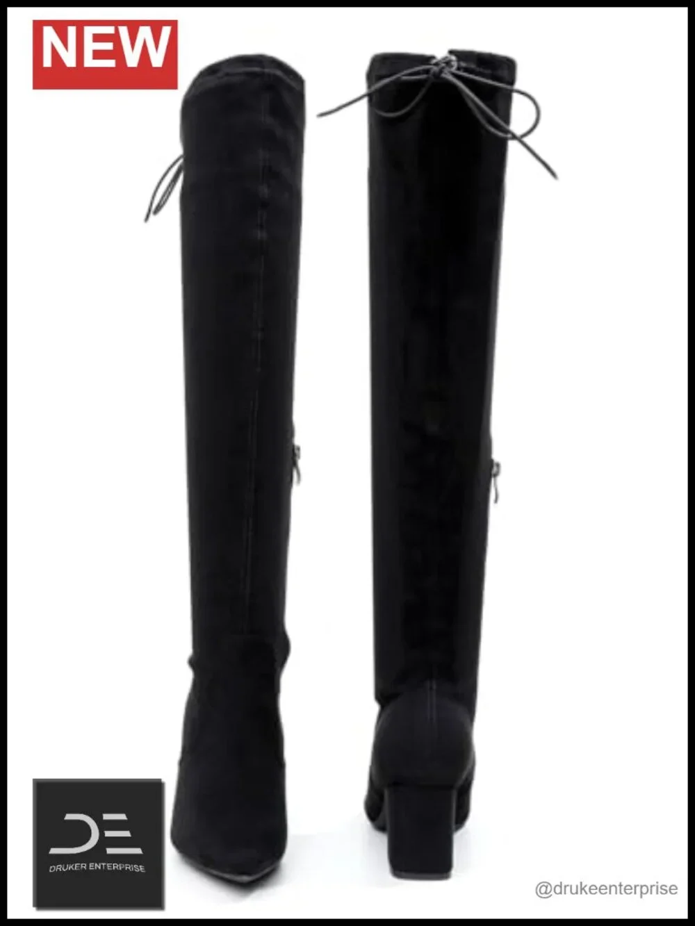 Women's Over-Knee Stretchy Block Heel Boots Pull-On